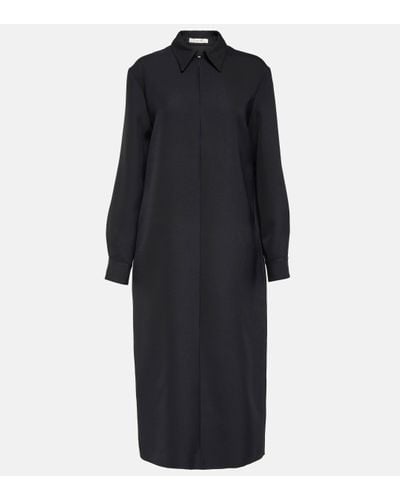 The Row Mable Wool-blend Midi Dress - Black
