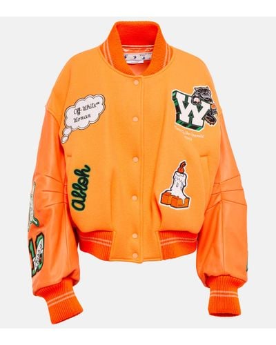 Off-White c/o Virgil Abloh Veste bomber en laine melangee - Orange