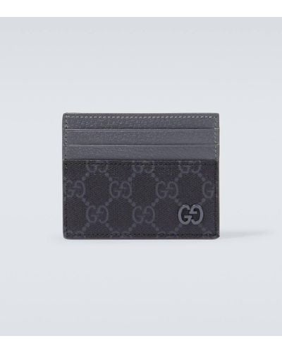 Gucci Leather-trimmed GG Canvas Card Holder - Blue
