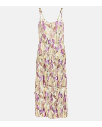 Vince Floral Pleated Midi Dress - Multicolour