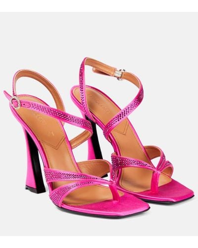D'Accori Raya Crystal-embellished Satin Sandals - Pink