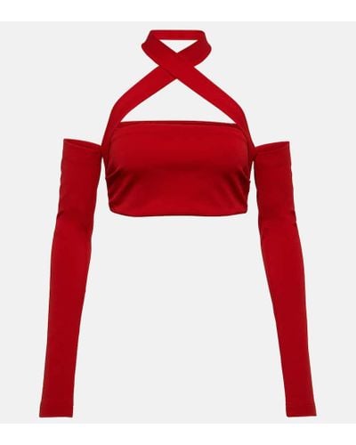 Dolce & Gabbana Crop top con cuello halter - Rojo