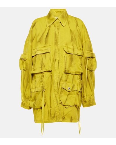 The Attico Fern Cotton Biker Jacket - Yellow