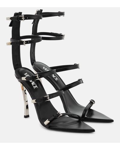 Versace Leather Pin-Point Sandals - Black