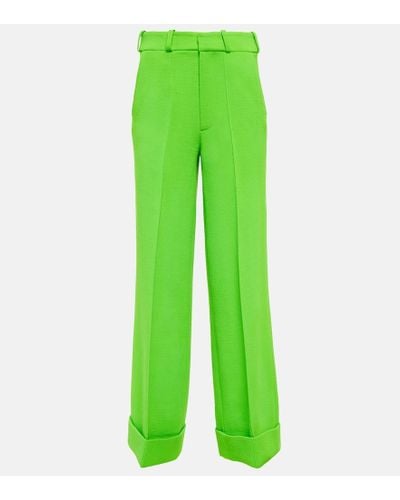 Christopher Kane Pantaloni in lana a gamba larga - Verde