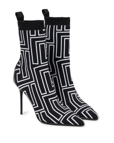 Balmain Skye Jacquard Sock Boots - Black
