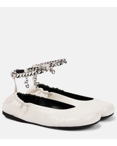 JW Anderson Bailarinas de piel adornadas - Blanco