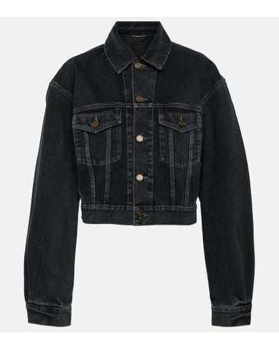 Saint Laurent '80s Cropped Denim Jacket - Black