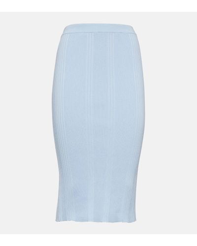 Bottega Veneta Ribbed-knit Cotton Midi Skirt - Blue
