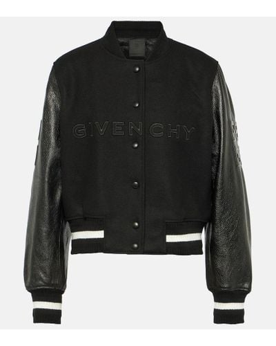 Givenchy Collegejacke aus einem Wollgemisch und Leder - Schwarz