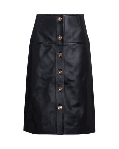 Gabriela Hearst Anna Leather Midi Skirt - Black