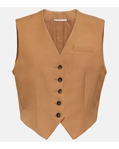 Stella McCartney Cropped Wool Waistcoat - Brown