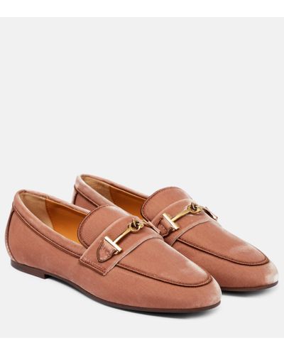 Tod's Loafers Double T aus Samt - Braun