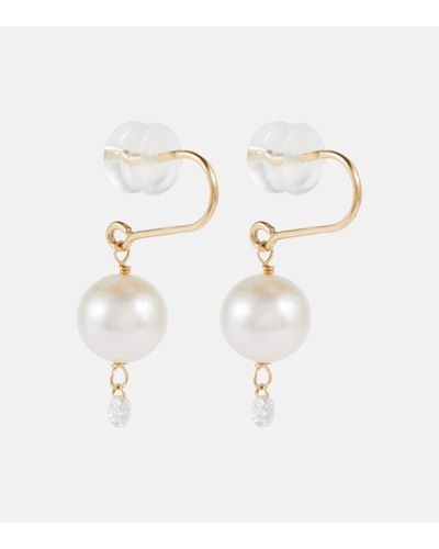 PERSÉE Pendientes colgantes en oro de 18 ct con perla y diamantes - Blanco
