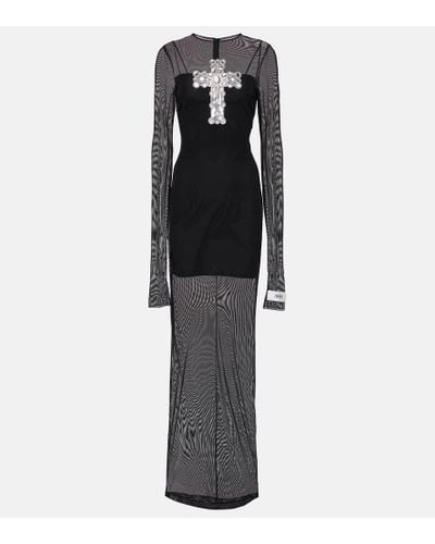 Dolce & Gabbana X Kim Embellished Tulle Maxi Dress - Black