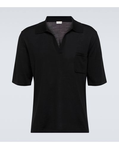 Saint Laurent Wool Polo Shirt - Black