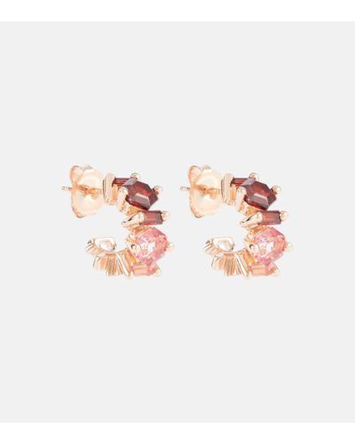 Suzanne Kalan 14kt Rose Gold Earrings With Gemstones And Diamonds - Pink