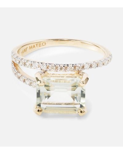 Mateo Point Of Focus 14kt Gold Ring With Diamonds And Amethyst - White