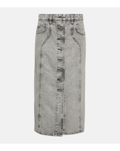 Isabel Marant Vandy Denim Midi Skirt - Gray