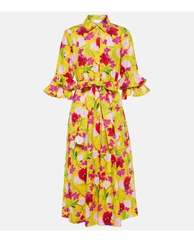Carolina Herrera Vestido camisero de algodon floral - Amarillo