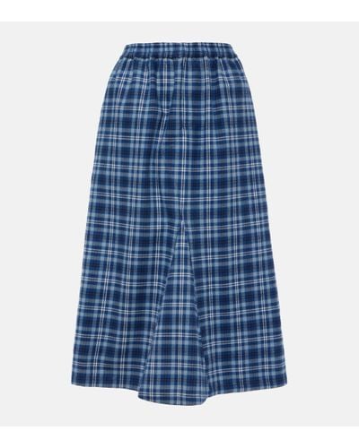 Acne Studios Checked Mid-rise Cotton Maxi Skirt - Blue