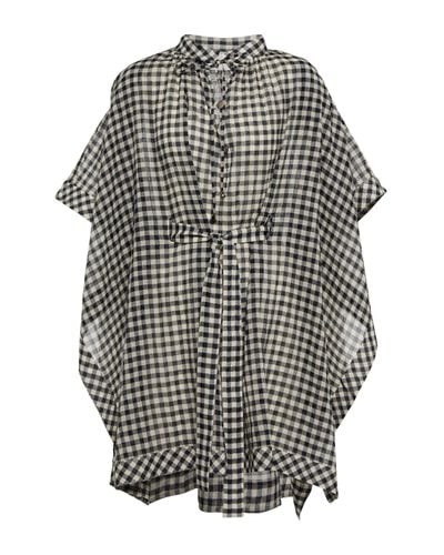 Nanushka Valera Checked Gauze Kaftan - Grey