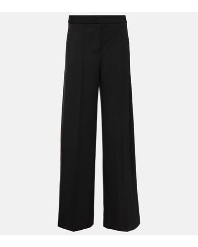 Alexander McQueen Pantalon ample a taille haute en laine - Noir