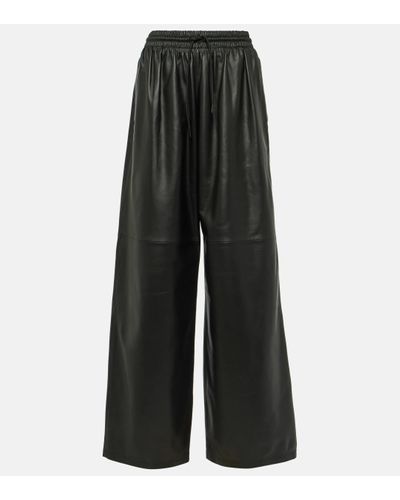 Wardrobe NYC Leather Wide-leg Trousers - Black