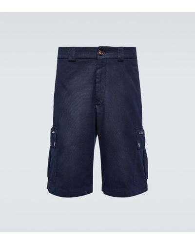 Brunello Cucinelli Cotton Gabardine Cargo Shorts - Blue