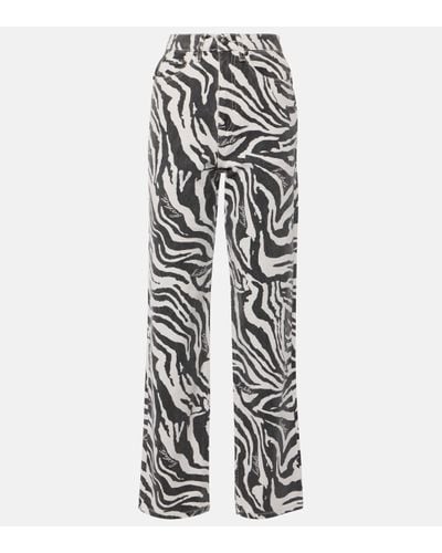 ROTATE BIRGER CHRISTENSEN Betty Zebra-print Straight Jeans - White