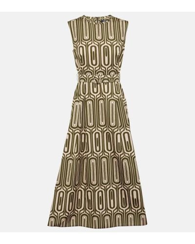 Max Mara Andreis Printed Cotton Poplin Midi Dress - Metallic