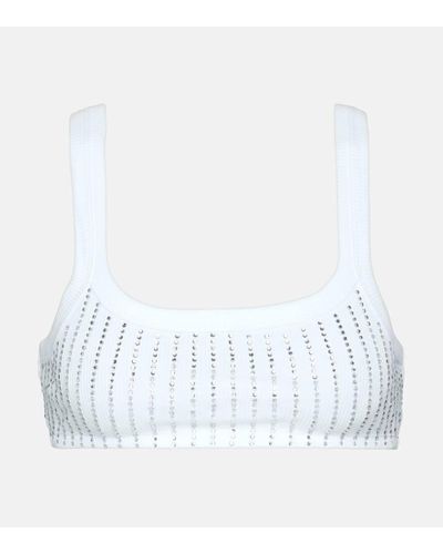 The Attico Crystal-embellished Cotton Top - White