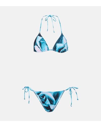 Jean Paul Gaultier Bikini Roses imprime - Bleu