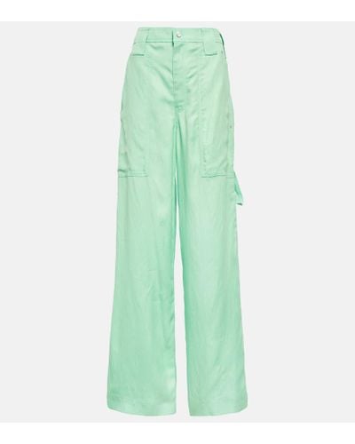 Stella McCartney Pantalones anchos de tiro alto - Verde