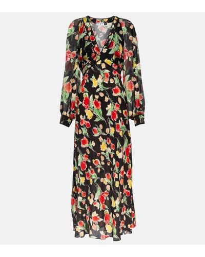 RIXO London Ayla Floral Midi Dress - Multicolour