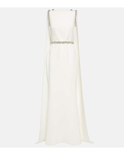 Safiyaa Ginerva Embellished Crepe Gown - White