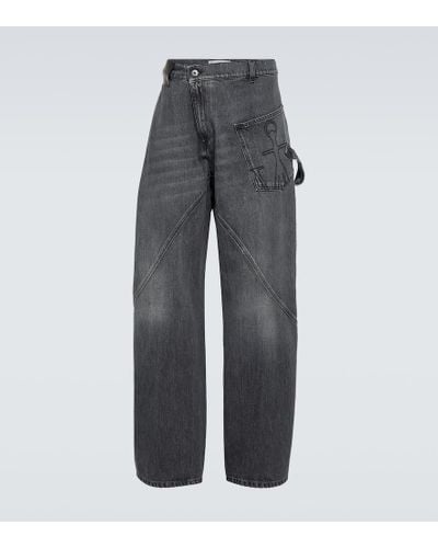 JW Anderson Wide-Leg Jeans Twisted Workwear - Grau
