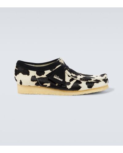 Clarks Wallabee Cow-print Calf Hair Mocassins - Black