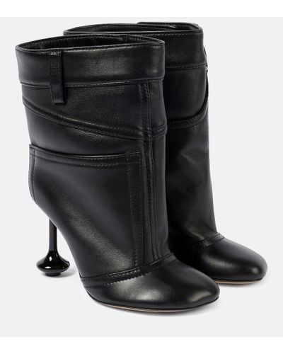 Loewe Toy Panta 90 Leather Ankle Boots - Black