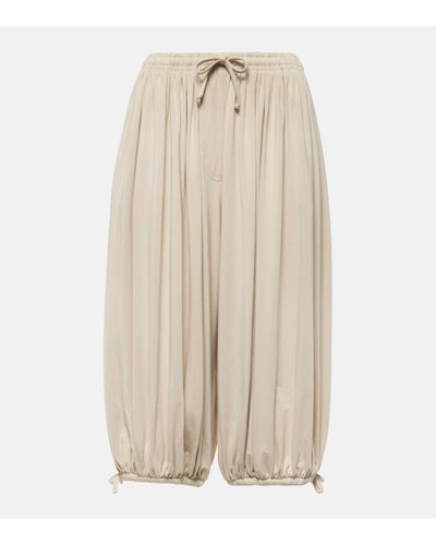 Totême Gathered Cropped Jersey Tapered Trousers - Natural