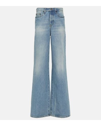 Saint Laurent Jean ample a taille haute - Bleu