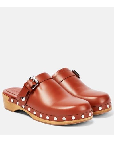 Isabel Marant Thalie Leather Clogs - Red