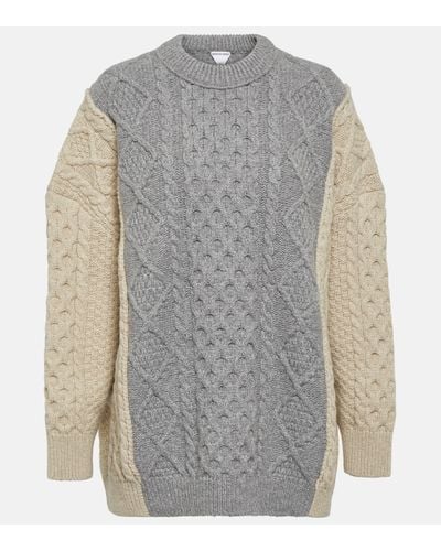 Bottega Veneta Cable-knit Wool-blend Jumper - Grey