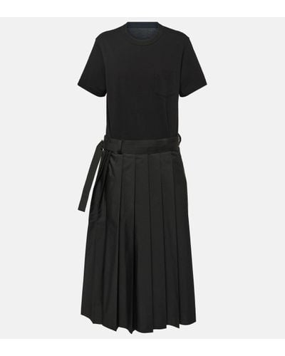 Sacai Robe midi en coton - Noir