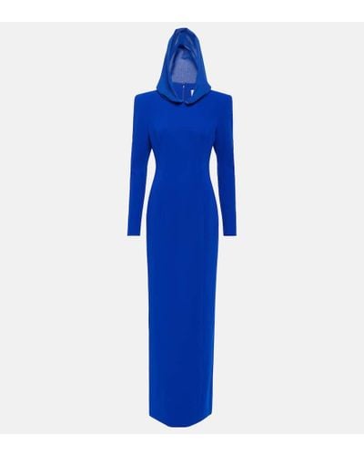 Monot Vestido largo de crepe con capucha - Azul