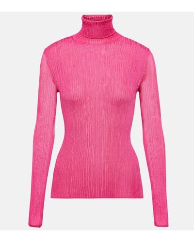 Tom Ford Ribbed-knit Turtleneck Top - Pink