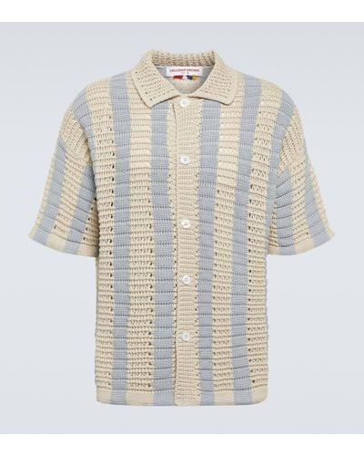 Orlebar Brown Thomas Striped Crochet Cotton Shirt - White