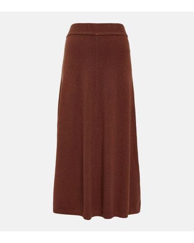 JOSEPH Silk-blend Midi Skirt - Brown