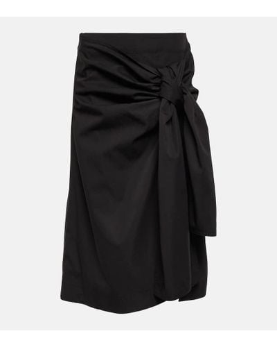 Bottega Veneta Gathered Cotton And Silk Midi Skirt - Black