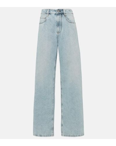 Brunello Cucinelli High-Rise Wide-Leg Jeans - Blau